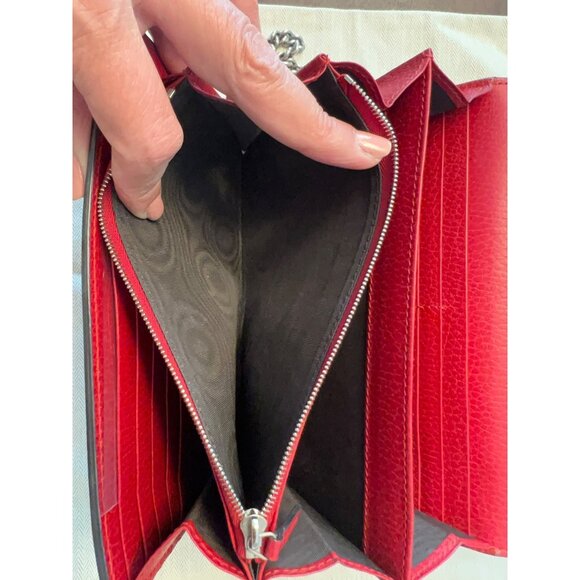 Gucci Dionysus Red Leather Crossbody Wallet With Chain Strap & Snake Buckle Deta - Picture 7 of 13